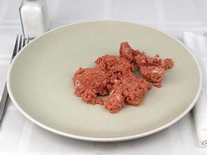 گوشت گاو، چرخ کرده، 95% گوشت بدون چربی / 5% چربی، خرد شده، پخته شده، سرخ شده